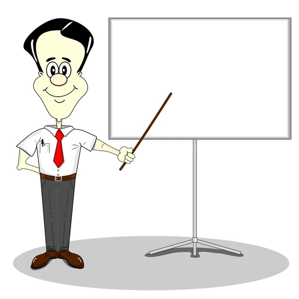 Empresário em um quadro de apresentação em branco — Vetor de Stock