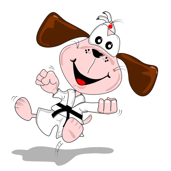 Un cane dei cartoni animati che fa arti marziali — Vettoriale Stock