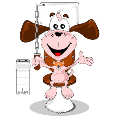 Toilet trained cartoon dog clipart