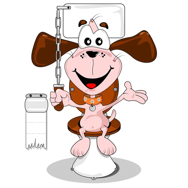 トイレの訓練を受けた漫画の犬 — ストックベクタ