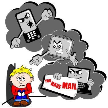 Cyber bullying concept cartoon clipart