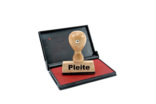 Ink pad and stamp pleite bankrupt