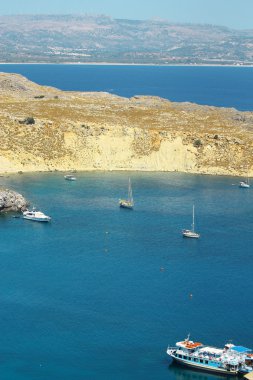 Scenic view lindos Bay Rodos Adası'nda. Yunanistan