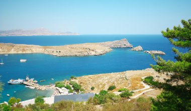 panarama görünüm Acropolis, lindos, Rodos, Yunanistan