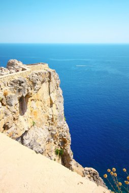 Eski kale lindos kasaba, rhodes, Yunanistan