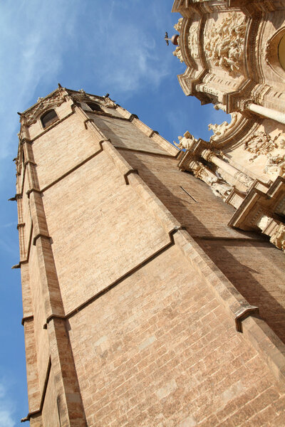 Valencia, Spain. Micalet tower, part of famous Cathedral.