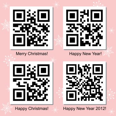 Christmas and New Year QR Code vector set clipart