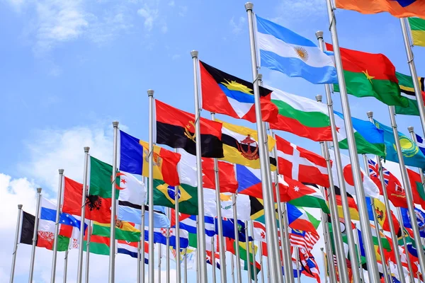 Bandiere Brasile e Argentina e bandiere nazionali in tutto il mondo — Foto Stock