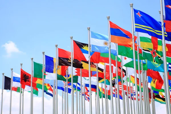 Bandeiras do Brasil e da Argentina e bandeiras nacionais em todo o mundo — Fotografia de Stock