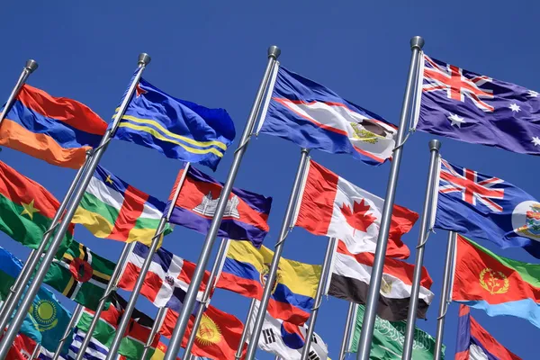 Canada and British Commonwealth and national flags all over the world — Stock Photo, Image