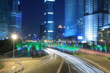 Shanghai Lujiazui city night light clipart