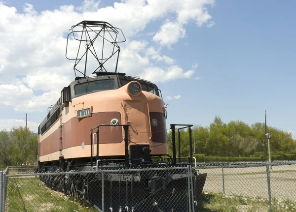 Locomotiva arancione e nera — Foto Stock