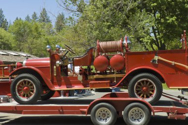 Restored firefighters truck clipart