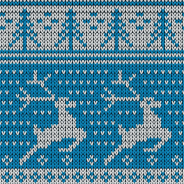 Fond tricoté bleu avec le cerf. Illustration vectorielle . — Image vectorielle