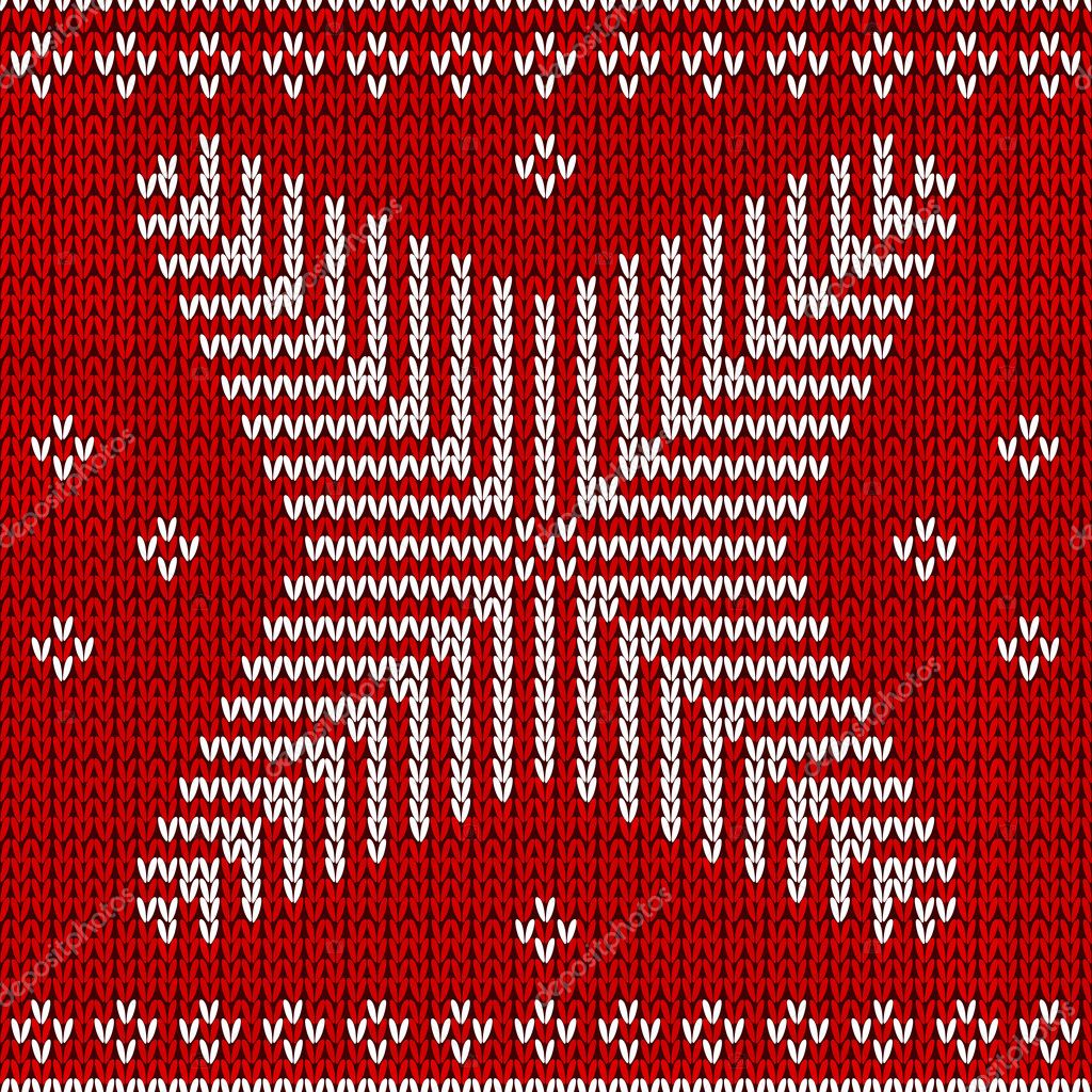 Red knitted background with snowflakes. — Stock Vector © bellenixe #7448578