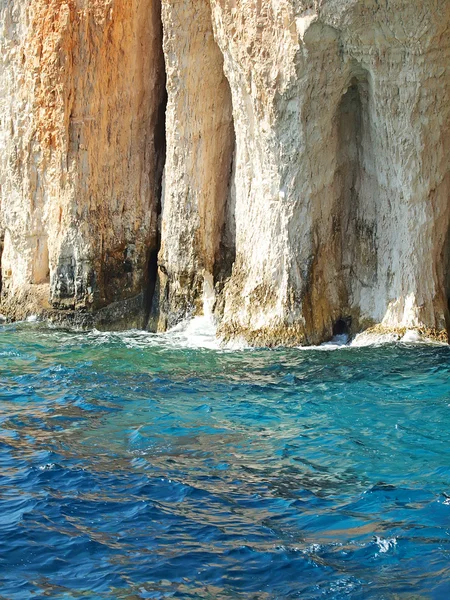 Harika mavi mağaralar zakinthos Island, Yunanistan — Stok fotoğraf