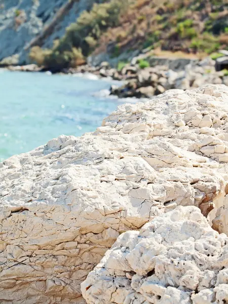Zante, fehér kövek, Görögország partvonala — Stock Fotó