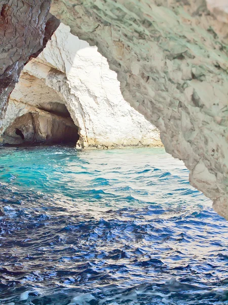 Harika mavi mağaralar zakinthos Island, Yunanistan — Stok fotoğraf