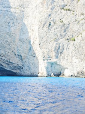 Beyaz kayalık sahil şeridi zante, Yunanistan