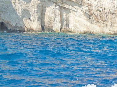 Beyaz kayalık sahil şeridi zante, Yunanistan