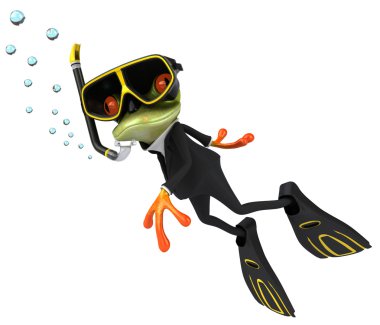 Frog scuba diver clipart