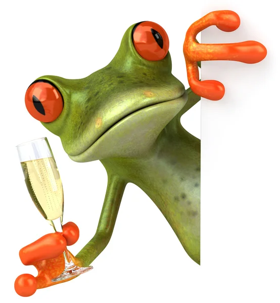 Frog and champagne — Stock Photo, Image