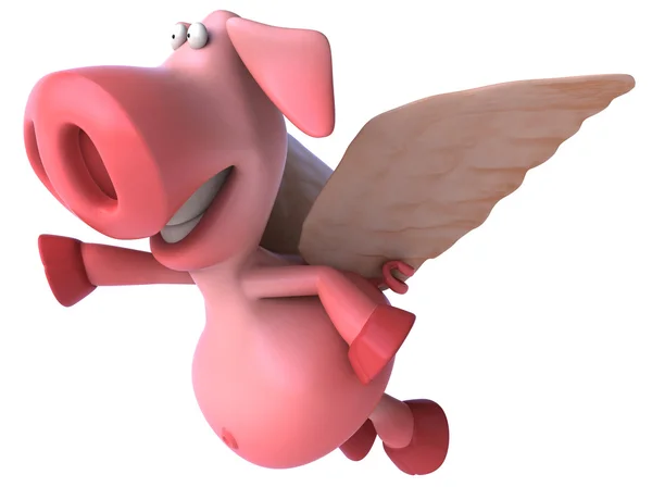 Lustiges fliegendes Schwein — Stockfoto