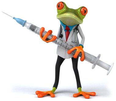 Frog with a syringe clipart