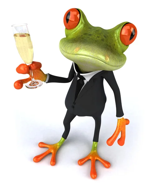 비즈니스 개구리와 샴페인 — 스톡 사진