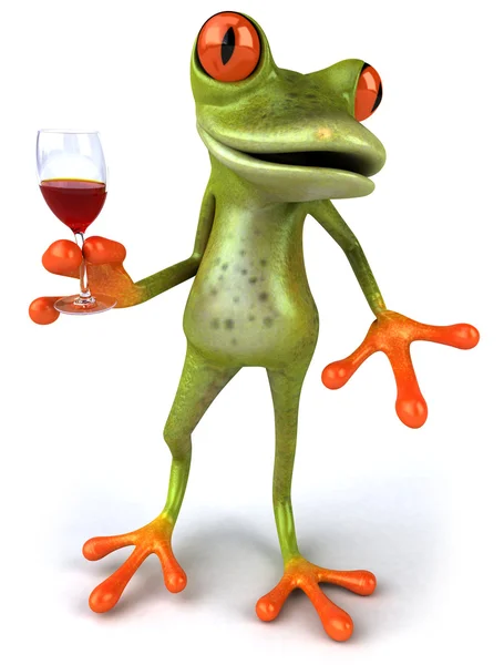 Frog with wine — Stock Photo, Image