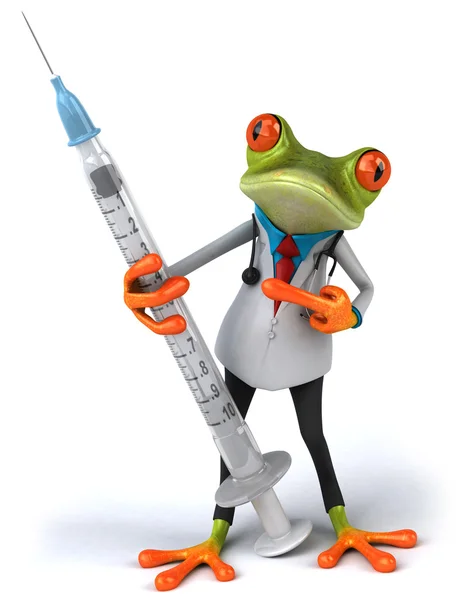 Frog with a syringe — Stock Photo, Image