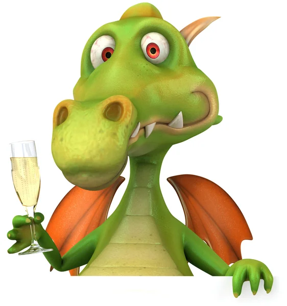 Dragon och champagne — Stockfoto