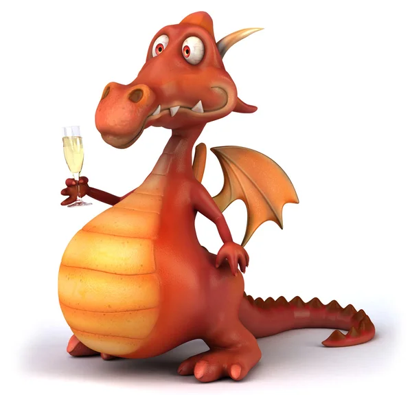 Dragon and champagne — Stock Photo, Image