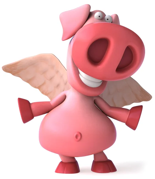Веселая летающая свинья — стоковое фото