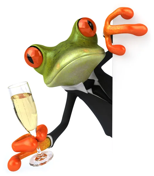 Kikker en champagne — Stockfoto
