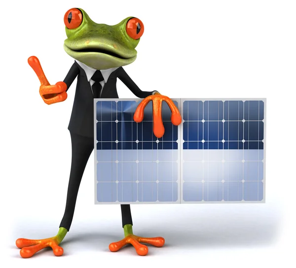 stock image Frog with solar panels