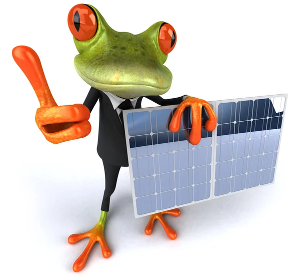 太陽電池パネルとカエル — 图库照片