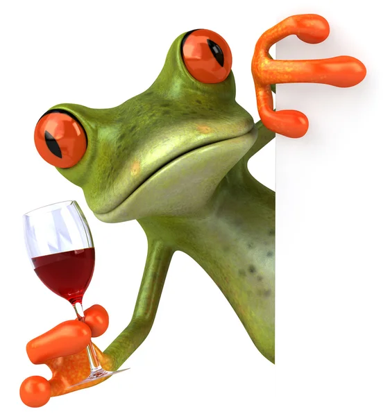 Frosk med vin – stockfoto