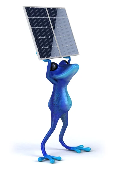 Güneş panelleri ile kurbağa — Stok fotoğraf