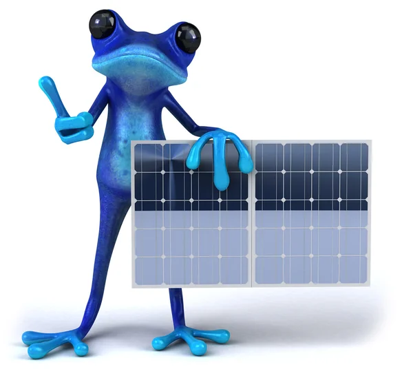 太陽電池パネルとカエル — ストック写真
