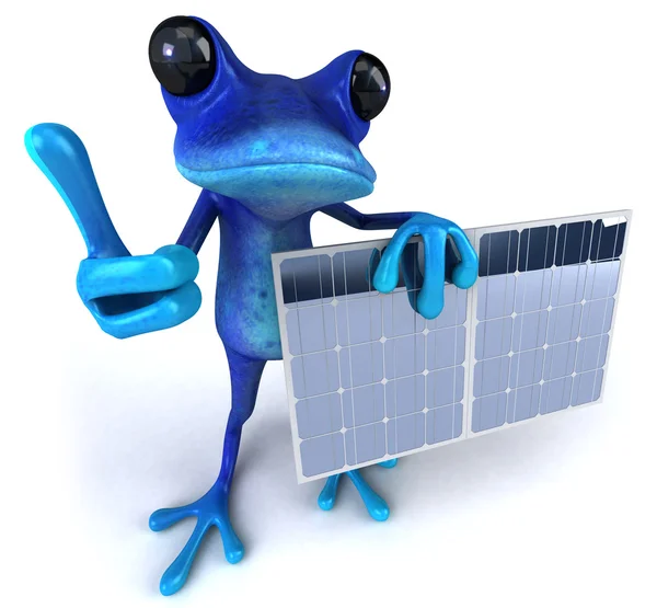 太陽電池パネルとカエル — ストック写真
