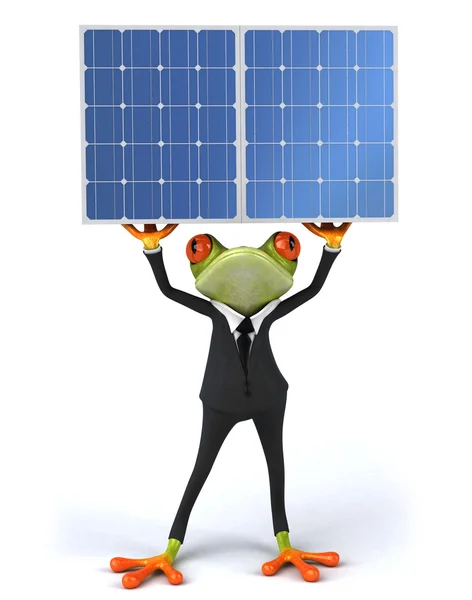 Güneş panelleri ile kurbağa — Stok fotoğraf