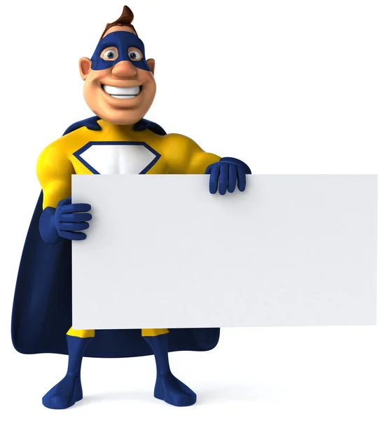 Superhero with business card — Stock Photo, Image