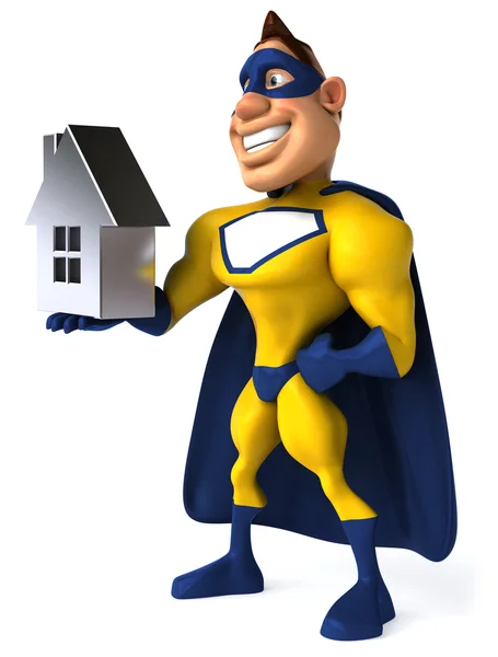 Superheld mit Haus — Stockfoto