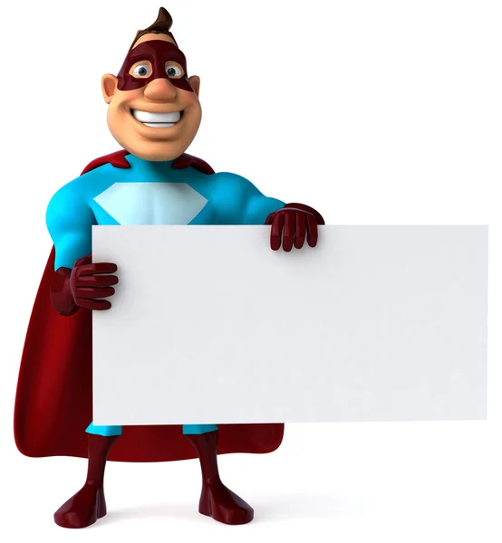 Superhero with business card — Stock Photo, Image