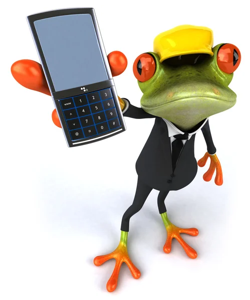 Frosch mit Handy — Stockfoto