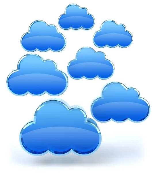 Concetto di cloud computing, illustrazione generata 3d — Foto Stock