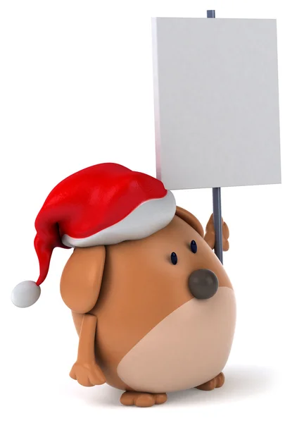 Christmas dog with plate 3d — Stock Photo, Image