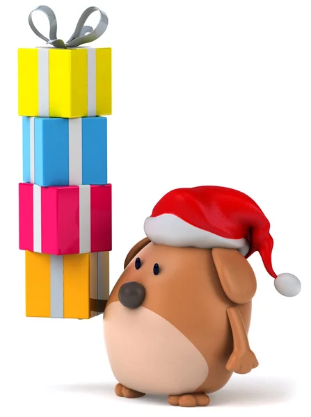Perro de Navidad con regalos 3d — Foto de Stock