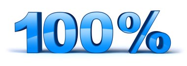 Blue one hundred percent, isolated clipart